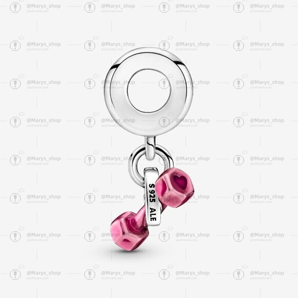 Pandora Dumbbell & Heart Dangle Charm - Picture 3 of 5